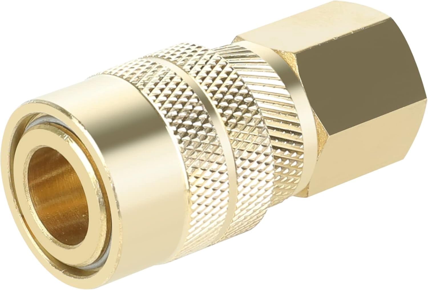 MKEUDQ-Brass Air Coupler, 1/4 Inch Body Size, 3/8 Inch NPT Female Threads Size, Industrial M-Type, 1 Piece Air Compressor Hose Fitting