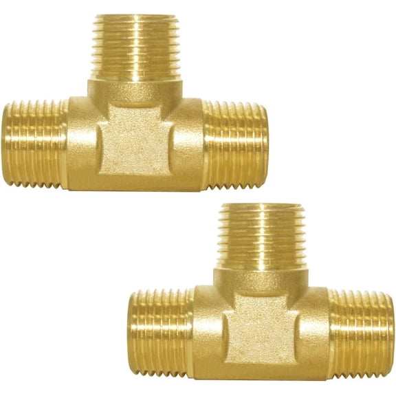 MKEUDQ-Brass Pipe Fitting Barstock Tee 3 Way NPT 1/2" Tee (Pack of 2)