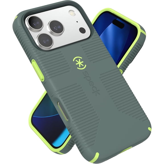 MKEUDQ-CANDYSHELL Grip +MS Case for iPhone 17 Pro - NEO DRAB/Glow Green | Slim Protective Grip | Drop Protection | MagSafe Compatible