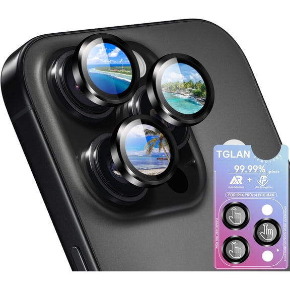 MKEUDQ-Camera Lens Protector for iPhone 14 Pro Max/14 Pro2026/2025 Upgraded Protection/1 Step Installation Tray/HD/Military Grade Shatterproof/1:1 Invisible Fit/9H Tempered Glass,Black