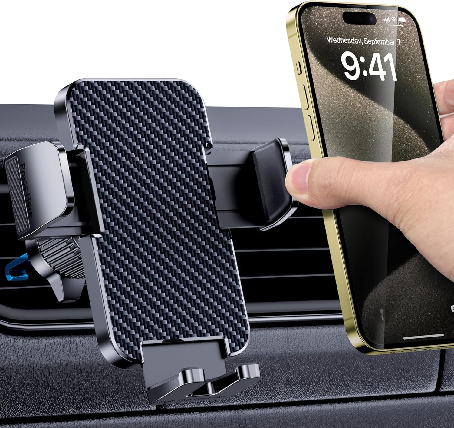 MKEUDQ-Car Phone Holder for Your Car [Thick Case Friendly] Automobile Accessories Air Vent 360 Degree Rotation [Super Stable] Dashboard Cell Phone Holder Fit for iPhone Android Smartphone