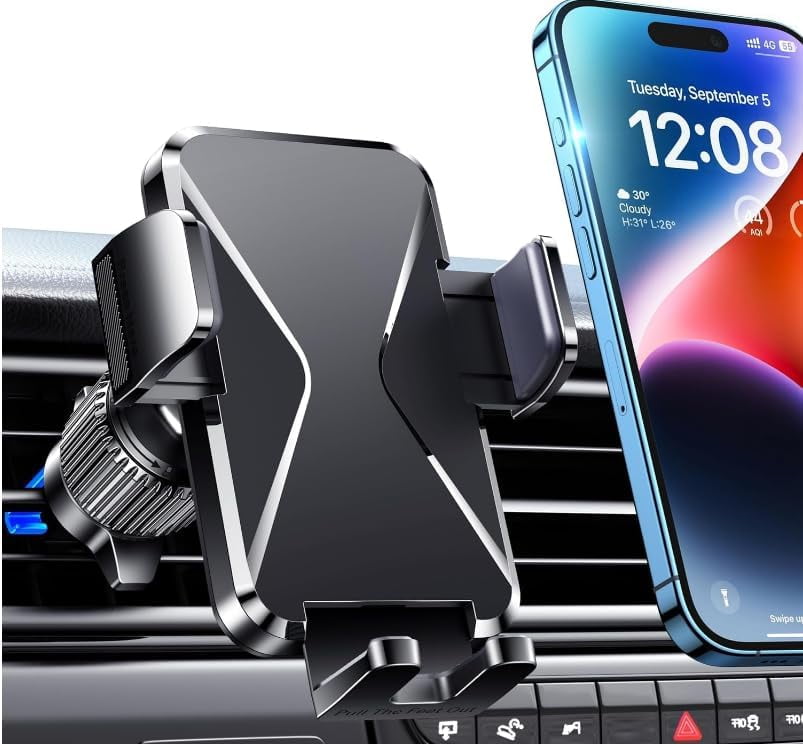 MKEUDQ-Car Phone Holder Vent [Thick Cases Friendly] Phone Mount for Car Air Vent 360° Rotate Hands Free Cell Phone Holder for Car Automobile Cradle for All iPhone Android Smartphone