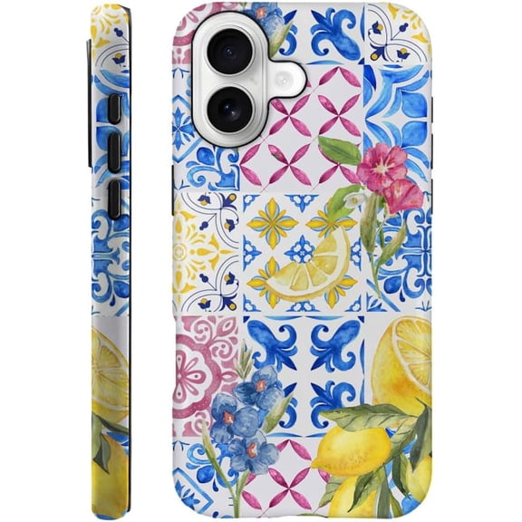 MKEUDQ-Case Compatible with iPhone 17 - Hybrid Durable Shockproof Phone Cover,Cases for Woman Girl - Lemon Collage Aesthetic