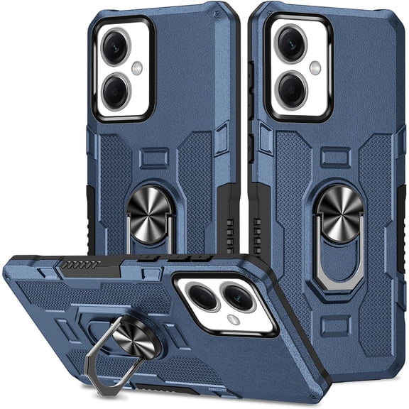 MKEUDQ-Case for Xiaomi Redmi Note 12 Poco X5 Military Heavy Duty Phone Case Rotating Ring Stand Camera Protective Phone Cover for Xiaomi Redmi Note 12,Blue