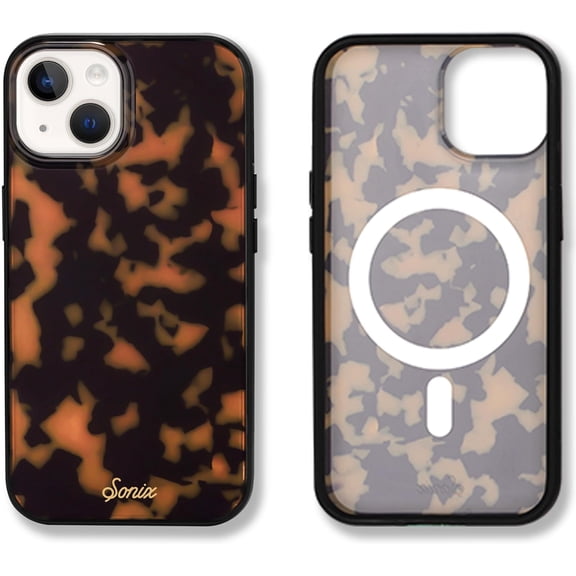 MKEUDQ-Case for iPhone 15, 14, 13 | Compatible with MagSafe | 10ft Drop Tested | Tortoise Shell | Brown Tort