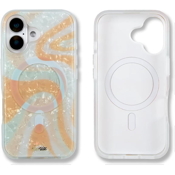 MKEUDQ-Case for iPhone 16 | Compatible with MagSafe | 10ft Drop Tested | Peach Fuzz Tort
