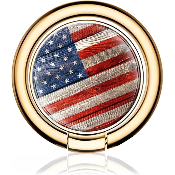 MKEUDQ-Cell Phone Ring Holder, Cute Metal Phone Grip Stand Finger Ring Kickstand, Flexible 360Rotation Phone Tablet Case Accessories Compatible with Most Phones Retro American Flag