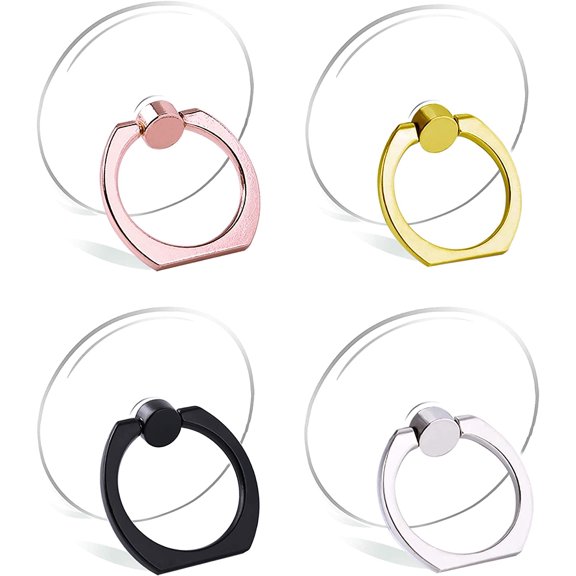 MKEUDQ-Cell Phone Ring Holder Stand Transparent Finger Grip Loop 360 Degree Rotation Finger Ring Stand (Black Sliver Gold Rose Gold (Round))