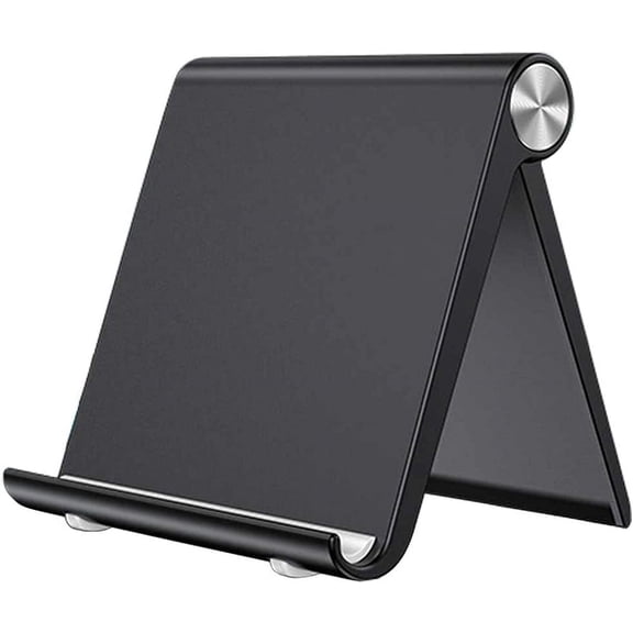 MKEUDQ-Cell Phone Stand Holder, Cellphone Holder Adjustable Desktop Phone Stand for Desk, Foldable Phone Cradle Dock Mobile Stand for iPhone iPad Tablet 4 to 7.9 Inch Smartphones (Black)