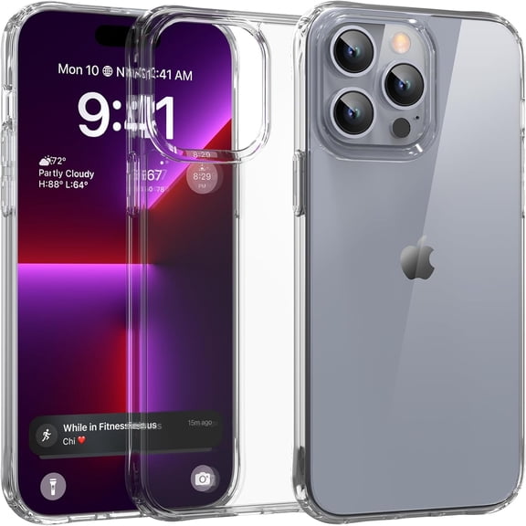 MKEUDQ-Clear Case for iPhone 15 Pro 6.1-Inch, [Not Yellowing] [Anti-Scratch] 8ft Multi-Drop Protection Slim Clear Phone Case with Shockproof Bumper, Clear