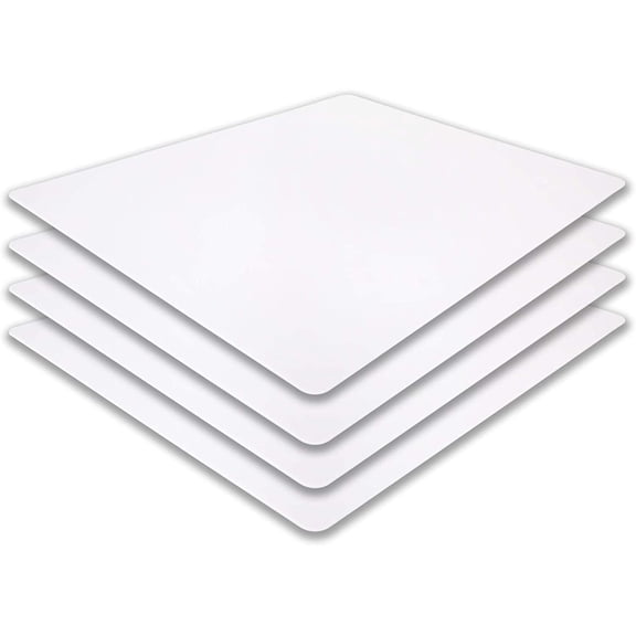 MKEUDQ-Commercial Grade Cutting Board Mats 15 x 12 Inch - 4 Pack Set, Flexible 1/16" Inch Thick White Plastic, Made from HDPE and NSF Approved for Food Service