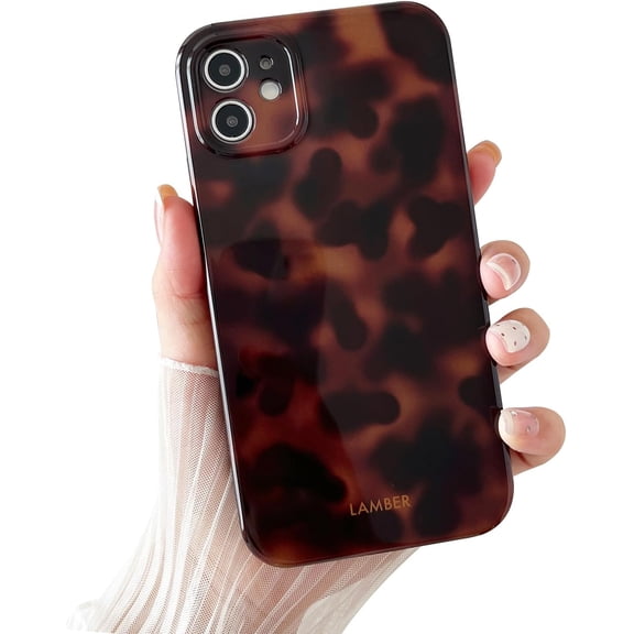 MKEUDQ-Compatible with iPhone 11 Case, Brown Fall Tortoise Shell Phone Case for Women, Soft TPU Shockproof Protective Cover Compatible with iPhone 11 6.1", Amber