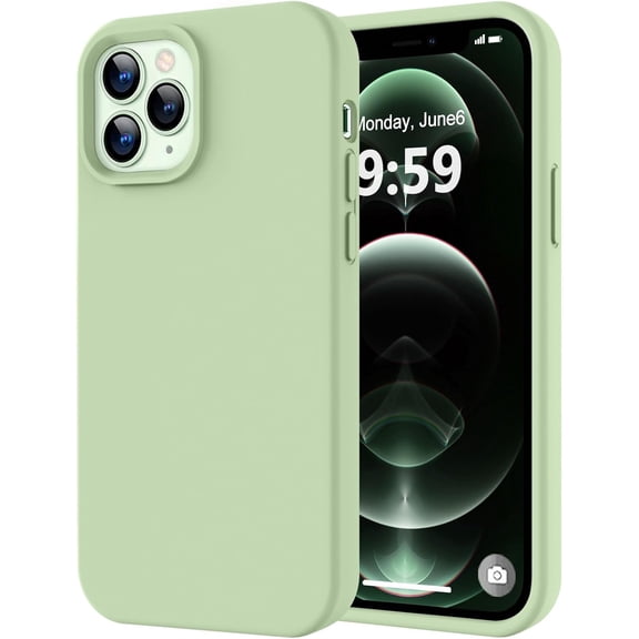 MKEUDQ-Compatible with iPhone 12 Pro Max Phone Case | Thickening Liquid Silicone | Anti-Scratch Microfiber Lining | Full-Body Duty Heavy Protection Case for iPhone 12 Pro Max Women Girls, Matcha