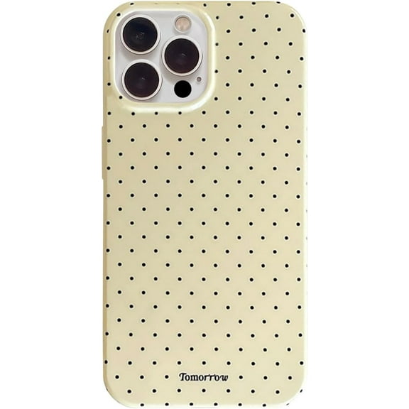 MKEUDQ-Compatible with iPhone 13 Pro Max Case with Cute Fashion Polka Dot Aesthetics Design Simple Cases for Soft TPU Slim Protection Cover-Lemon-Yellow