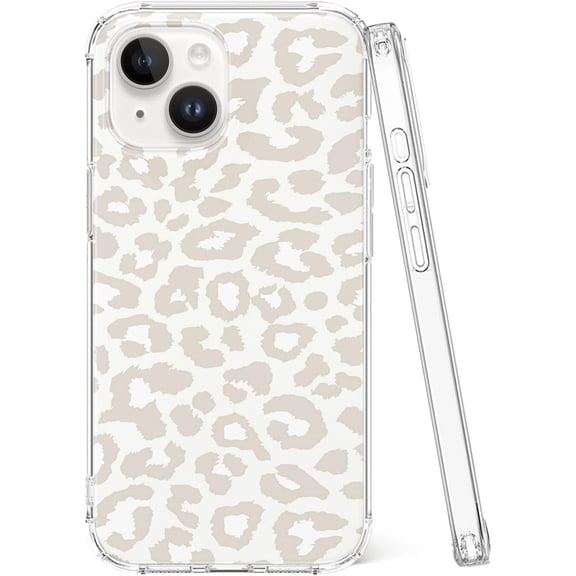 MKEUDQ-Compatible with iPhone 15/14 Case 6.1", [8 ft Drop Tested] Shockproof Design Protective Slim Stylish TPU Durable Phone Cover Case (Leopard, iPhone 14/15 6.1")