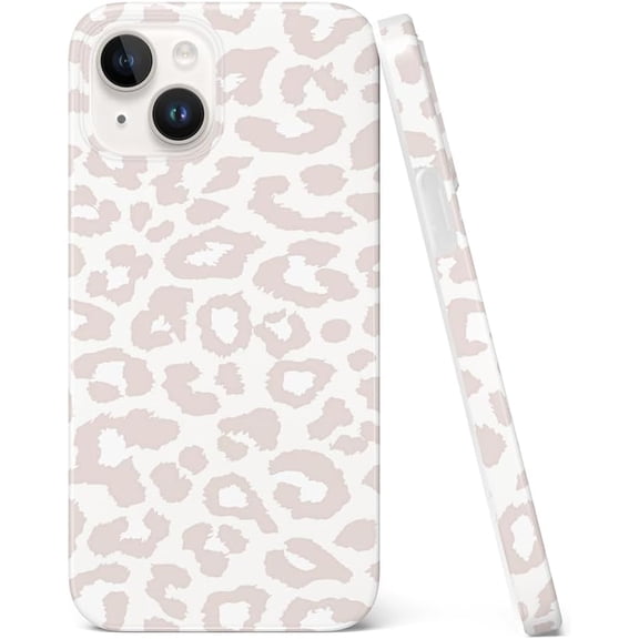 MKEUDQ-Compatible with iPhone 15/14 Case Plus 6.7", [8 ft Drop Tested] Shockproof Design Protective Slim Stylish TPU Durable Phone Cover Case (Beige Leopard, iPhone 15 Plus 6.7")