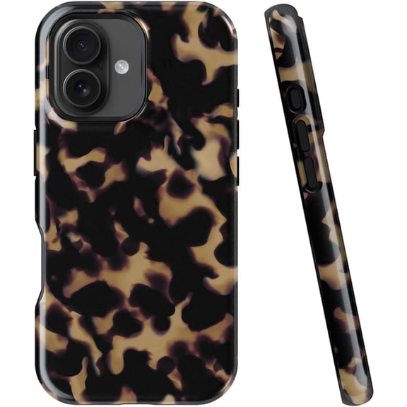 MKEUDQ-Compatible with iPhone 16 6.1" Case, [8 ft Drop Tested] Shockproof Design Protective Slim Stylish TPU Durable Phone Cover Case (Tortoise Shell, iPhone 16)