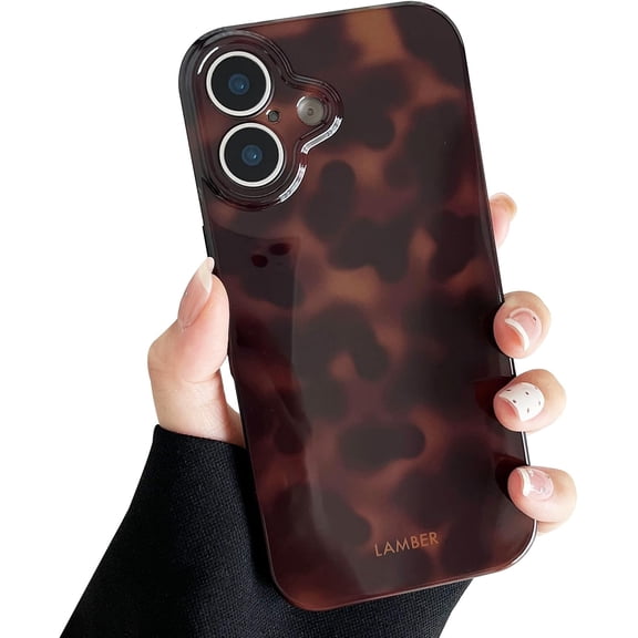 MKEUDQ-Compatible with iPhone 17 Case, Brown Fall Tortoise Shell Phone Case for Women, Soft TPU Shockproof Protective Cover Compatible with iPhone 17 6.3", Amber