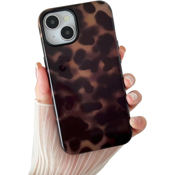 MKEUDQ-Compatible with iPhone 15 Case, Fall Tortoise Shell Phone Case Compatible with iPhone 15 6.1 inch, Brown Amber