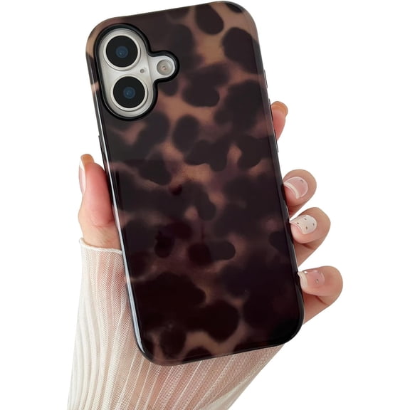 MKEUDQ-Compatible with iPhone 16 Plus Case, Fall Tortoise Shell Phone Case Compatible with iPhone 16 Plus 6.7 inch, Brown Amber