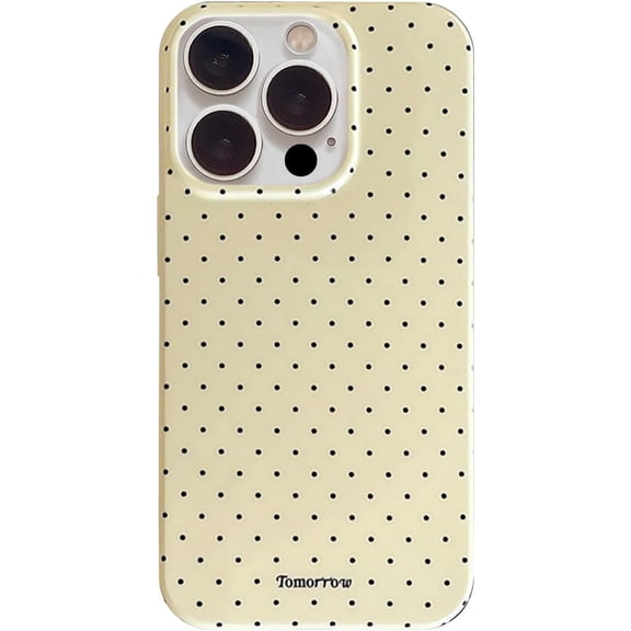 MKEUDQ-Compatible with iPhone 16 Pro Case with Cute Fashion Polka Dot Aesthetics Design Simple Cases for Soft TPU Slim Protection Cover-Lemon-Yellow