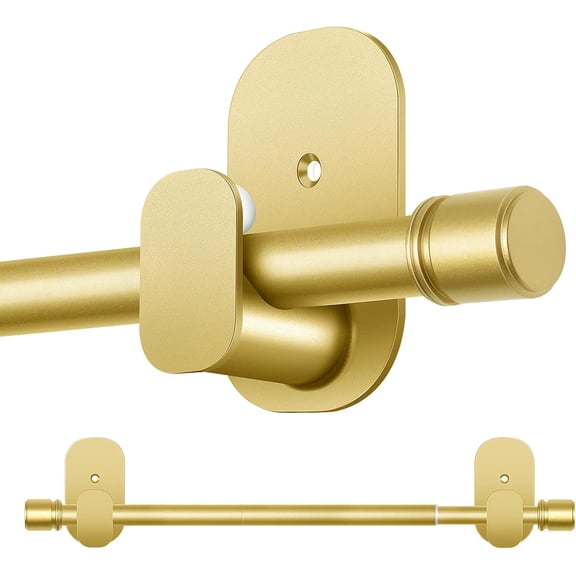 MKEUDQ-Curtain Rods No Drilling 32 to 86 Inch, 5/8 Inches No Drill Curtain Rods for Windows 55 to 82 Inches(4.5-6.8 ft), Renter Friendly Adjustable Small Drapery Rod for Lightweight Curtains, Gold