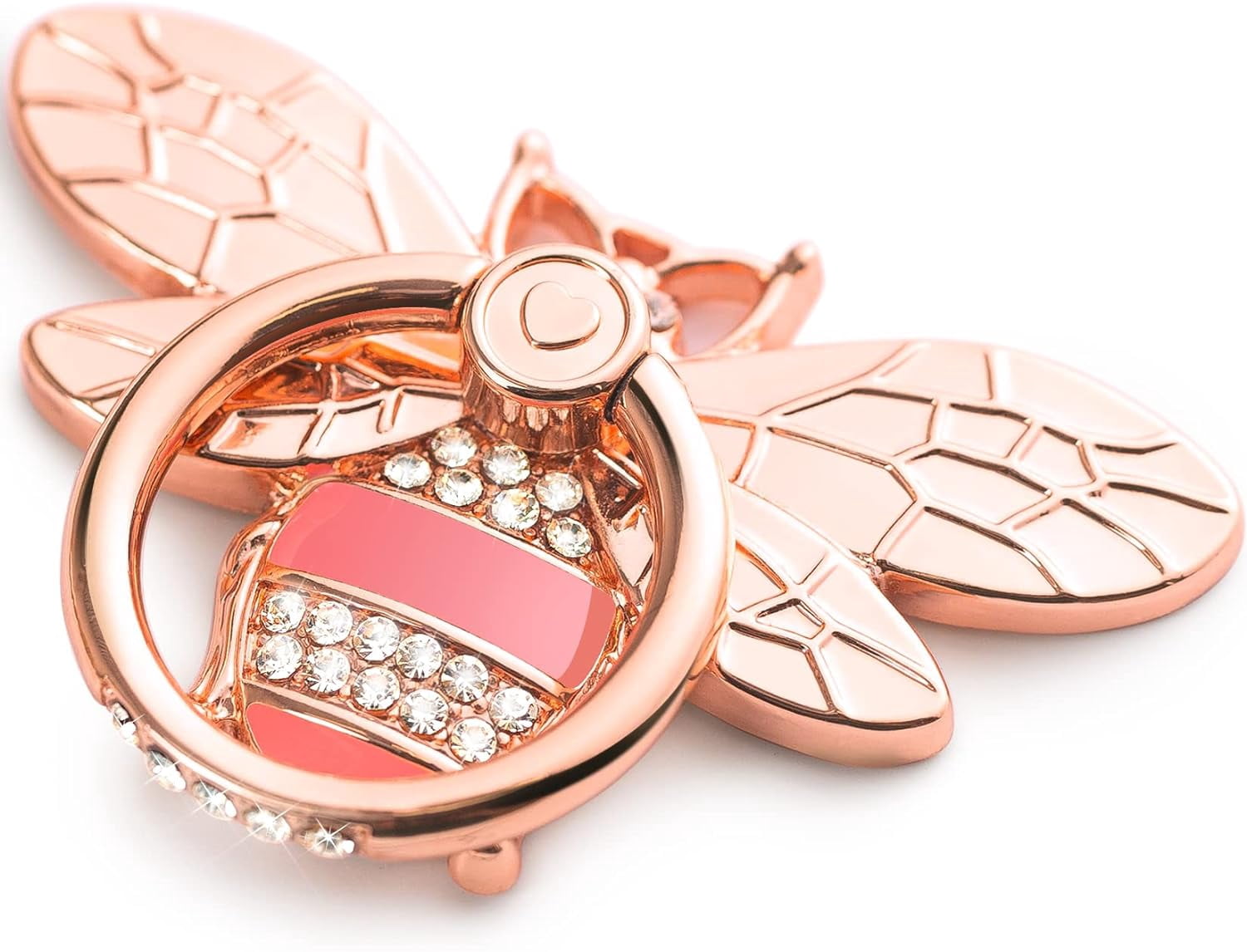 MKEUDQ-Cute Bee Phone Ring Grip Holder, Bling Phone Ring Holder Finger Kickstand Grip Compatible with iPhone and Android Phone Cases (Rosegold)