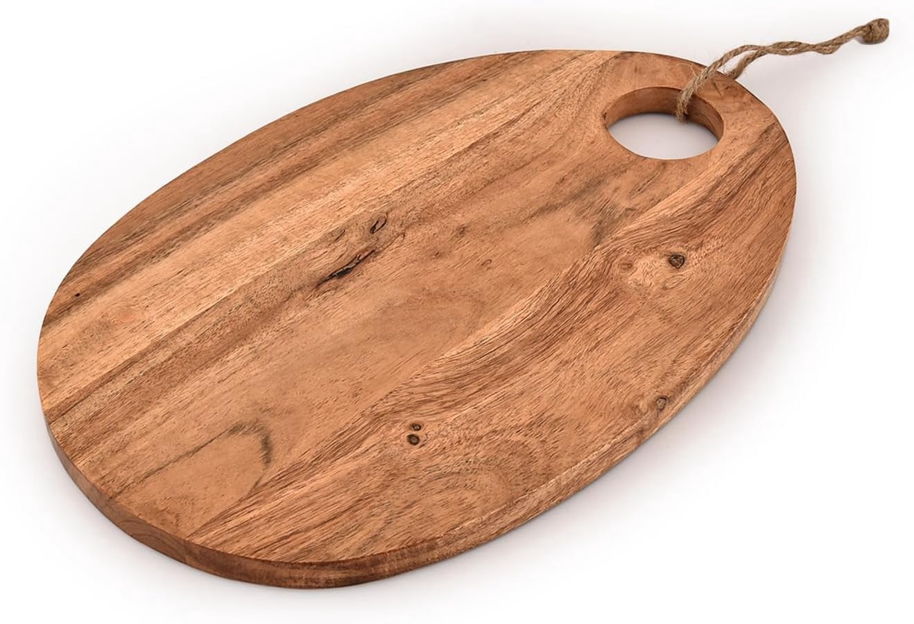 MKEUDQ-Cutting Boards Acacia Wood Cutting Board for Kitchen Knife-Friendly Chopping Board for Meat, Bread, Fruit with Hole in Corner (13" x 8.5" x 0.75")