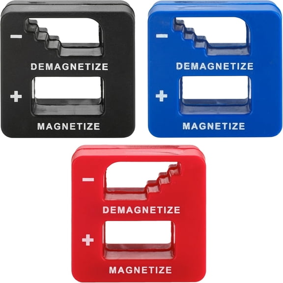 MKEUDQ-Demagnetizer and Magnetizer For Screwdrivers Tips, Bits, and Small Tools, Large or Big Screws, Drills, Drill Bits, Sockets, Nuts, BRed olts, Nails, 3 Pack - Red, Black, and Blue
