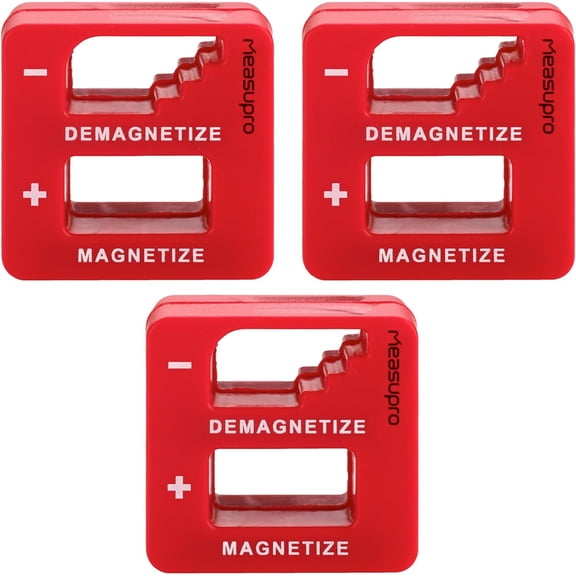 MKEUDQ-Demagnetizer and Magnetizer for Screwdrivers Tips, Bits, and Small Tools, Large or Big Screws, Drills, Drill Bits, Sockets, Nuts, Bolts, Nails and Precision Construction, Red - 3 Pack
