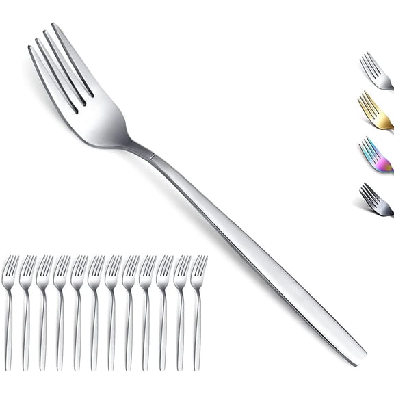 MKEUDQ-Dinner Forks of 12, Stainless Steel Modern Fork Set, Forks And Spoons Silverware, Spoons And Forks Set