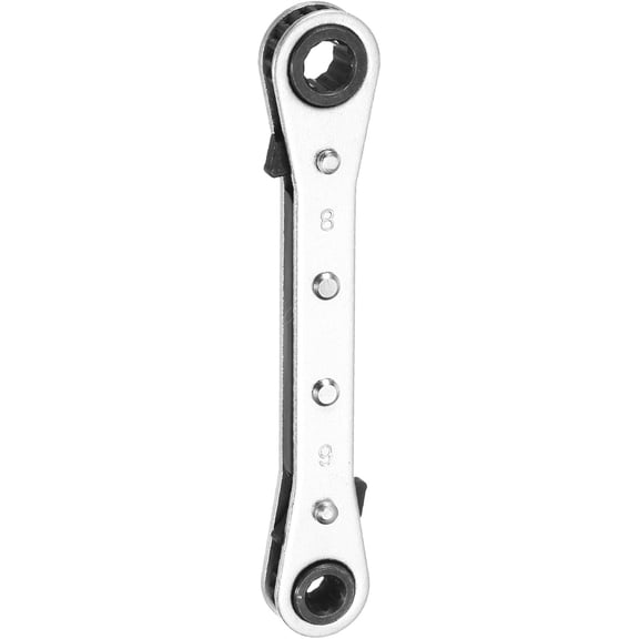 MKEUDQ-Double Box End Reversible Ratcheting Wrench 6mm x 8mm CR-V Steel 180 Degrees Metric Double Head 12-Point 24-Teeth Adjustable Ratchet Gear Socket Spanner, Silver Grey