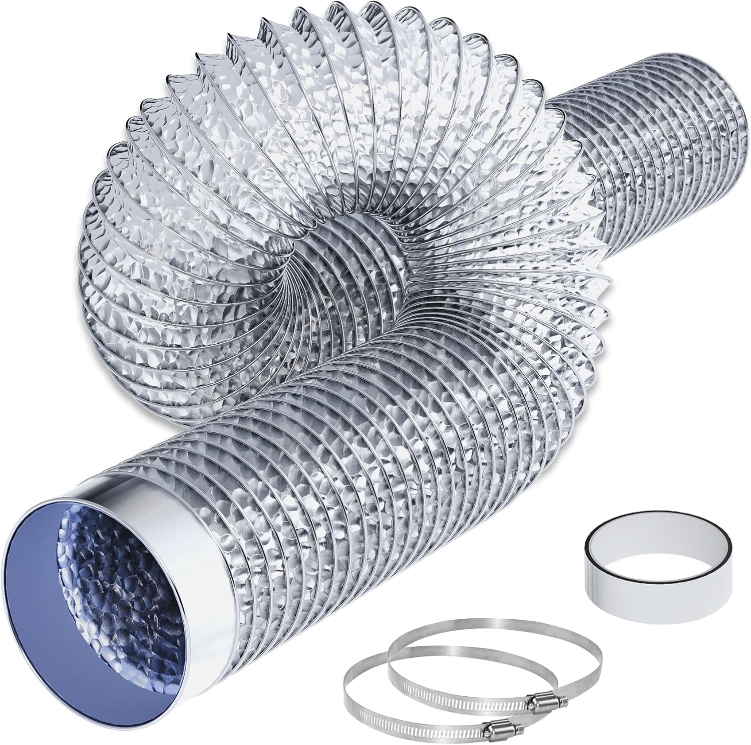 MKEUDQ-Dryer Vent Hose 4Inch 6.5Ft, Aluminum Foil Ducting Dryer Vent Kit for Tight Space, Flexible Dryer Exhaust Duct Hose for HVAC Ventilation,Grow Tent,Kitchen