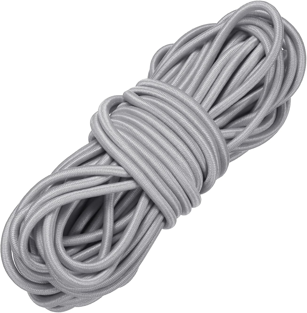 MKEUDQ-Elastic Bungee Cord, 1/8" x 32' Heavy Duty Polyester Bungee Shock Cords Kayak Stretch String Rope for Kayak Strap Tarp Tie Boating Tent Camping DIY Craft, Light Gray