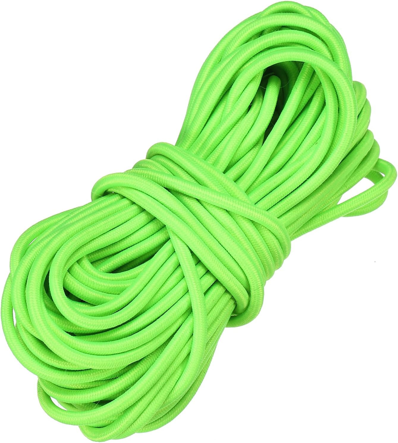 MKEUDQ-Elastic Bungee Cord, 1/8" x 32' Heavy Duty Polyester Bungee Shock Cords Kayak Stretch String Rope for Kayak Strap Tarp Tie Boating Tent Camping DIY Craft, Fluorescent Green