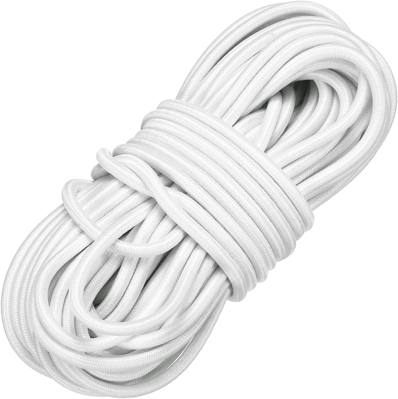 MKEUDQ-Elastic Bungee Cord, 1/8" x 32' Heavy Duty Polyester Bungee Shock Cords Kayak Stretch String Rope for Kayak Strap Tarp Tie Boating Tent Camping DIY Craft, White