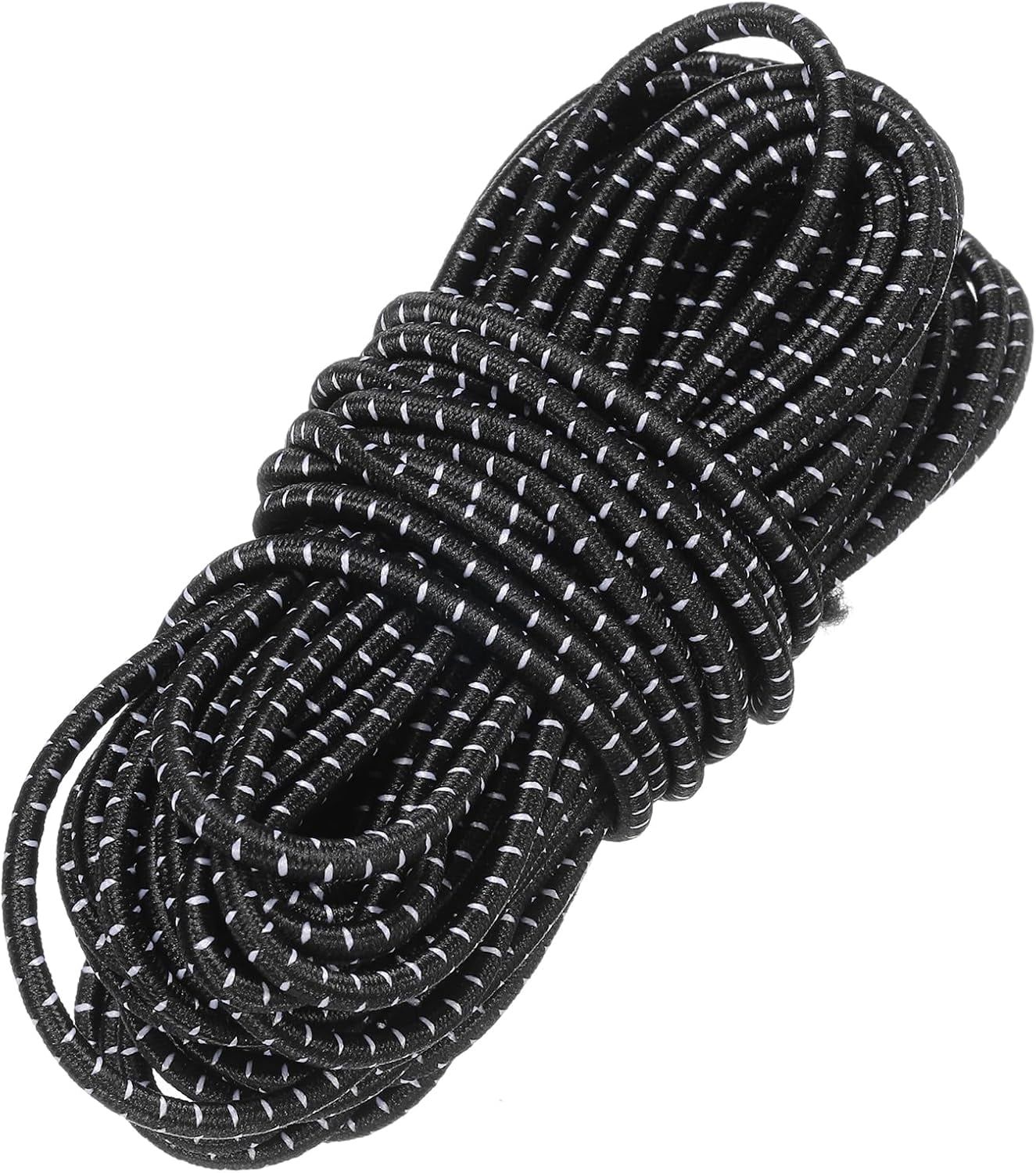 MKEUDQ-Elastic Bungee Cord, 1/8" x 32' Heavy Duty Polyester Bungee Shock Cords Kayak Stretch String Rope for Kayak Strap Tarp Tie Boating Tent Camping DIY Craft, Black-White