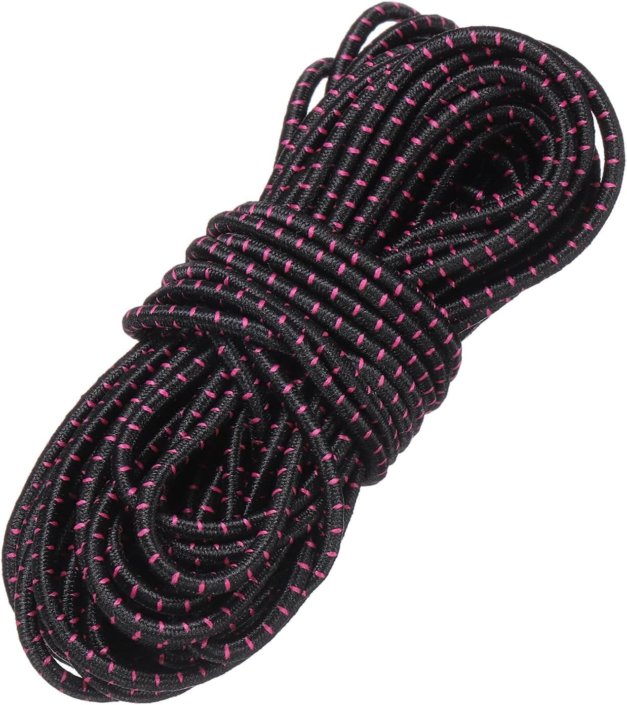 MKEUDQ-Elastic Bungee Cord, 1/8" x 32' Heavy Duty Polyester Bungee Shock Cords Kayak Stretch String Rope for Kayak Strap Tarp Tie Boating Tent Camping DIY Craft, Black-Red