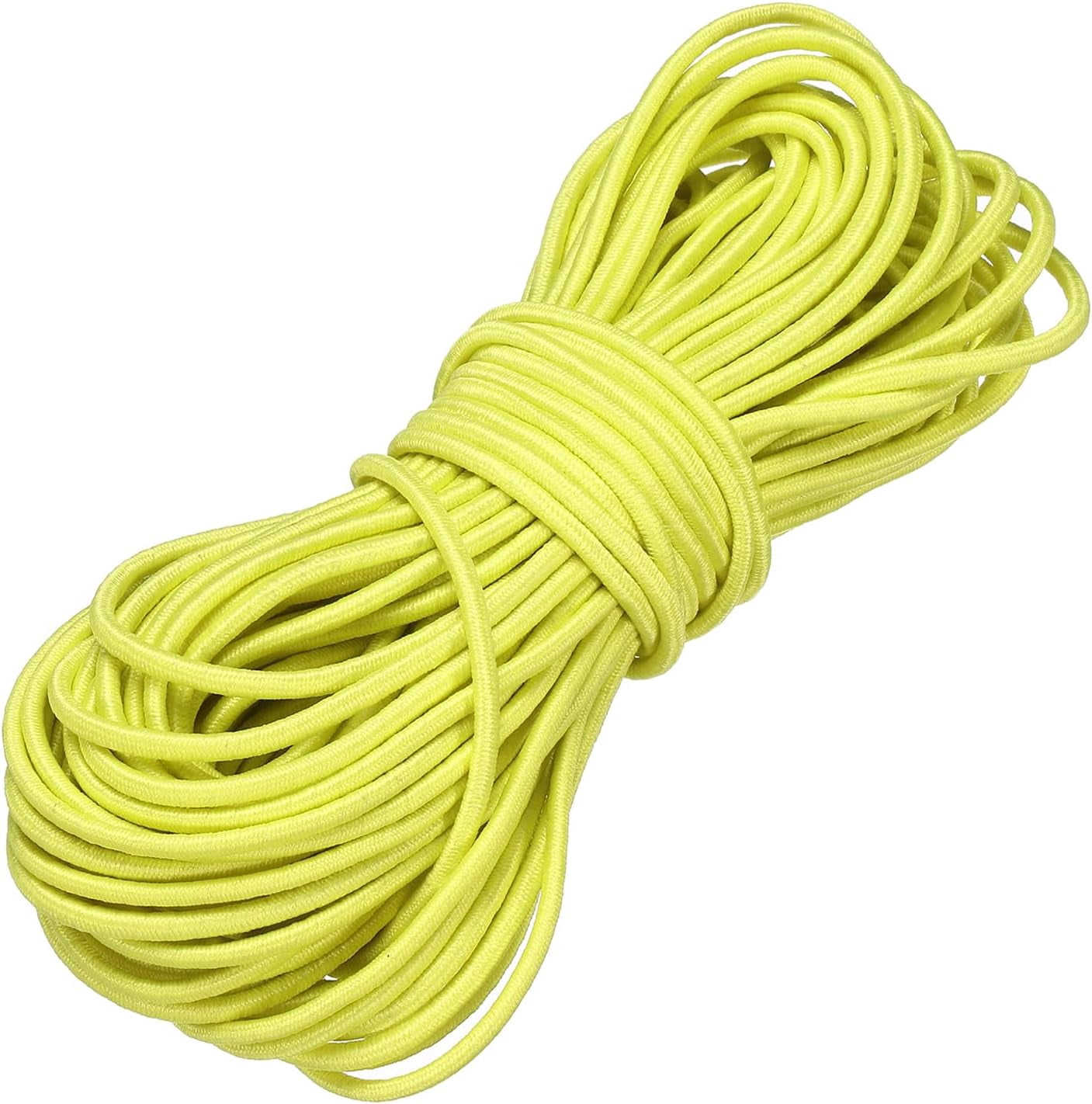 MKEUDQ-Elastic Bungee Cord, 1/8" x 49' Heavy Duty Polyester Bungee Shock Cords Kayak Stretch String Rope for Kayak Strap Tarp Tie Boating Tent Camping DIY Craft, Yellow