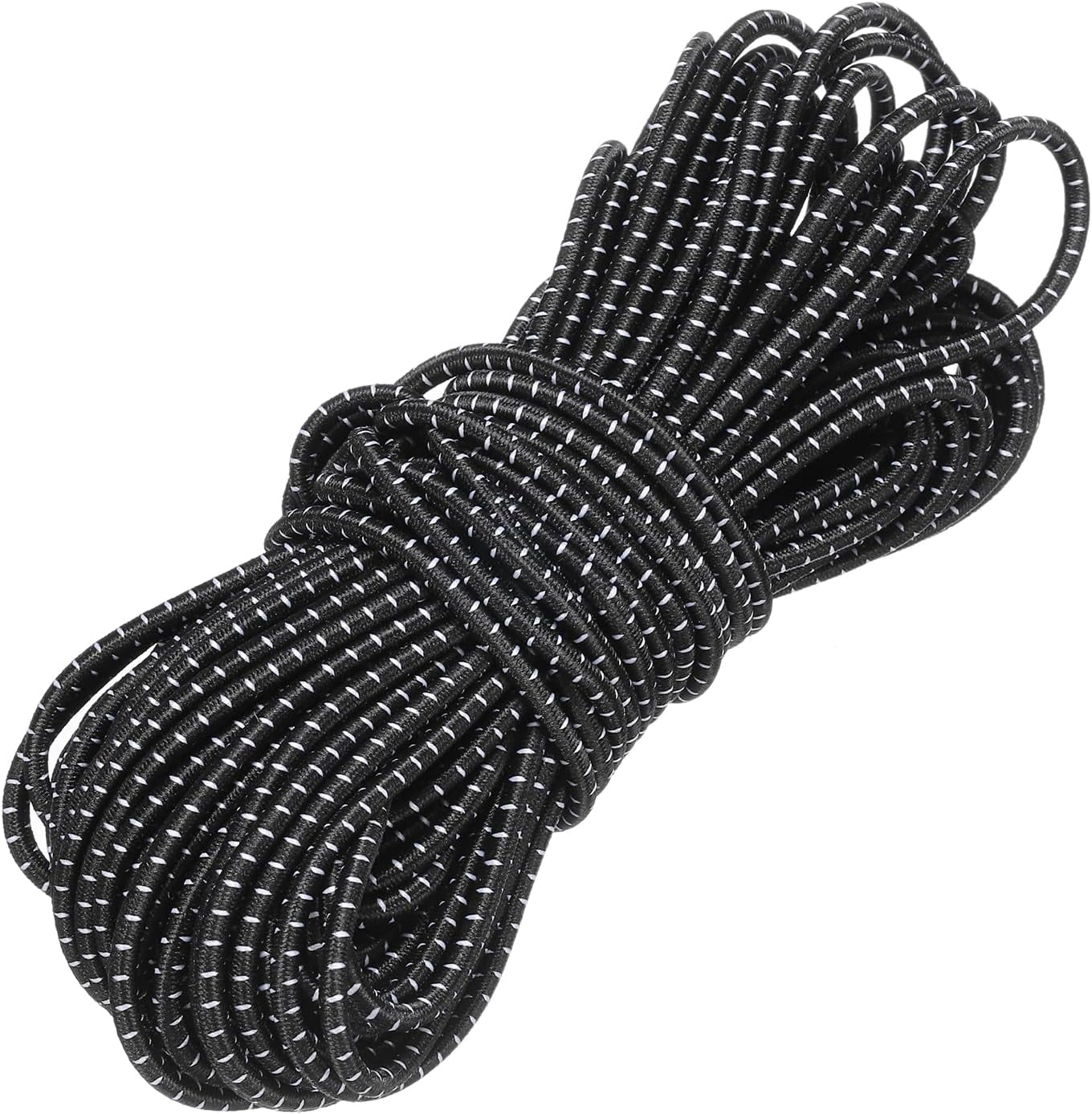 MKEUDQ-Elastic Bungee Cord, 1/8" x 49' Heavy Duty Polyester Bungee Shock Cords Kayak Stretch String Rope for Kayak Strap Tarp Tie Boating Tent Camping DIY Craft, Black-White