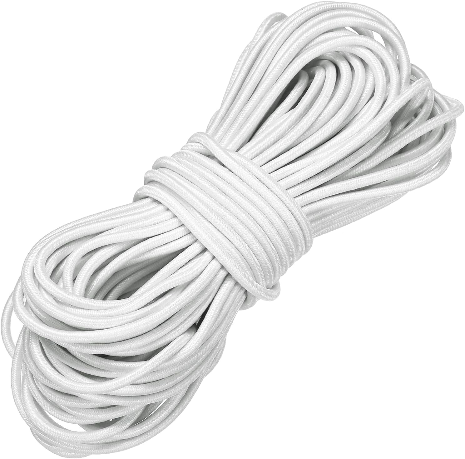 MKEUDQ-Elastic Bungee Cord, 1/8" x 49' Heavy Duty Polyester Bungee Shock Cords Kayak Stretch String Rope for Kayak Strap Tarp Tie Boating Tent Camping DIY Craft, White