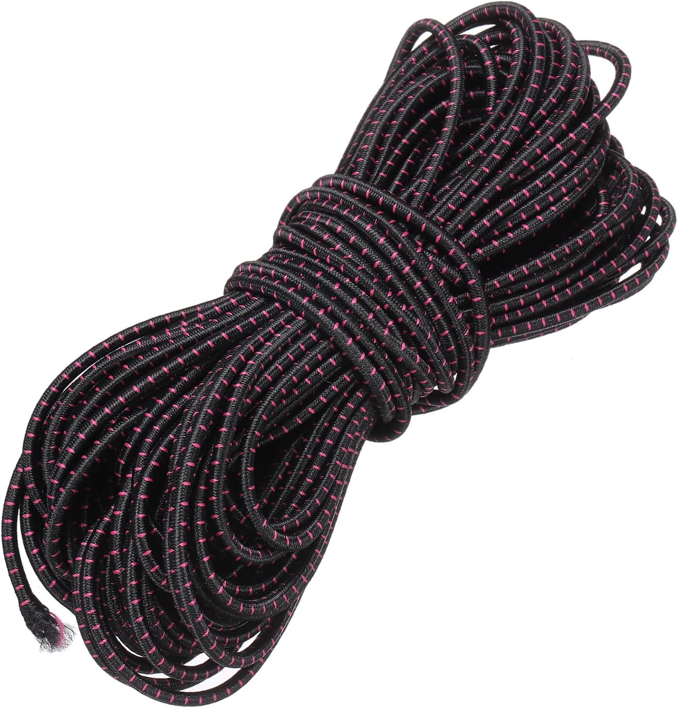 MKEUDQ-Elastic Bungee Cord, 1/8" x 49' Heavy Duty Polyester Bungee Shock Cords Kayak Stretch String Rope for Kayak Strap Tarp Tie Boating Tent Camping DIY Craft, Black-Red