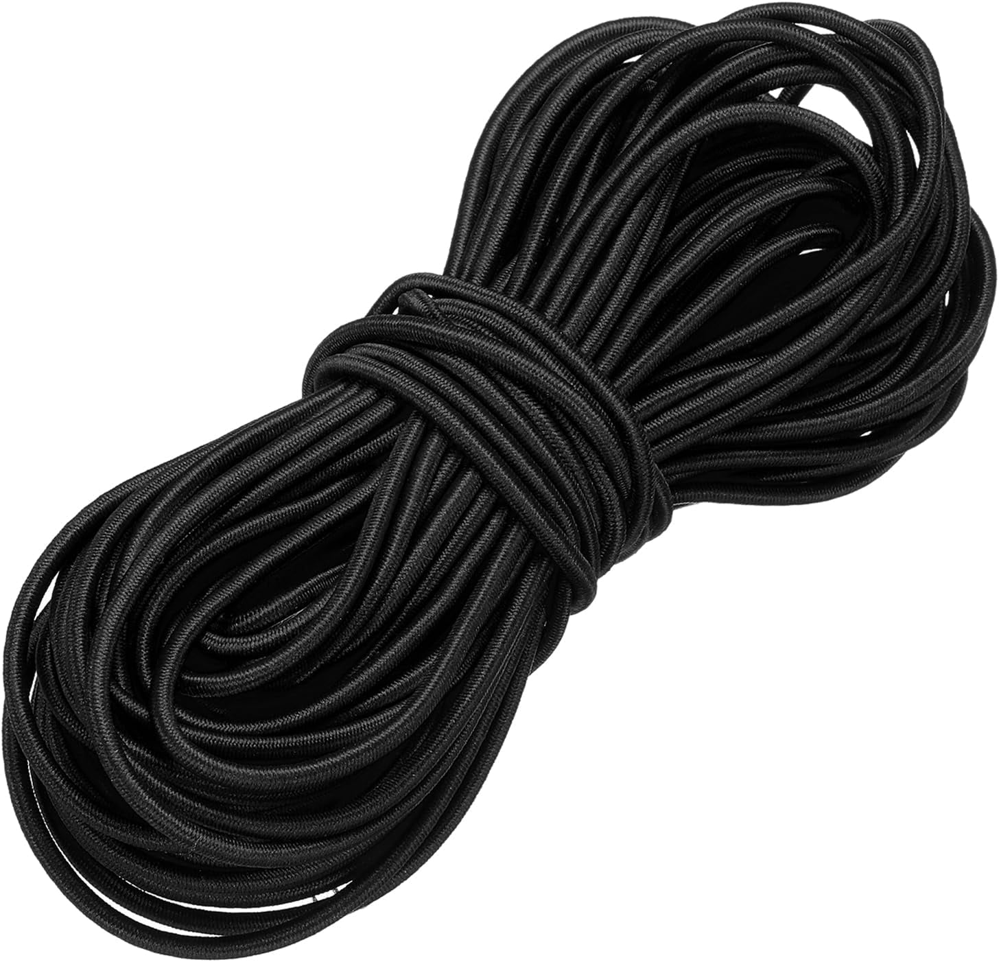 MKEUDQ-Elastic Bungee Cord, 1/8" x 49' Heavy Duty Polyester Bungee Shock Cords Kayak Stretch String Rope for Kayak Strap Tarp Tie Boating Tent Camping DIY Craft, Black