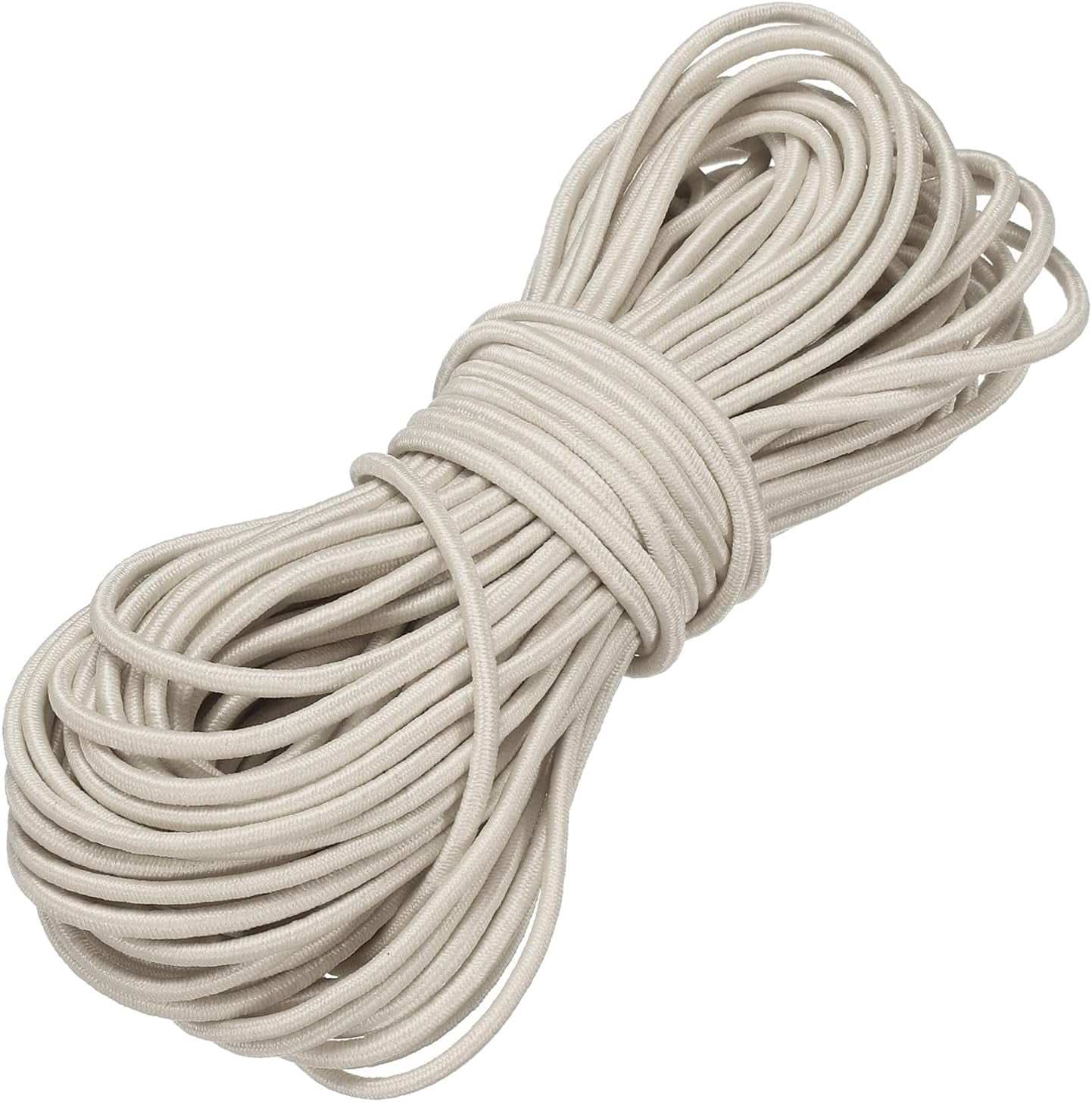 MKEUDQ-Elastic Bungee Cord, 1/8" x 49' Heavy Duty Polyester Bungee Shock Cords Kayak Stretch String Rope for Kayak Strap Tarp Tie Boating Tent Camping DIY Craft, Beige