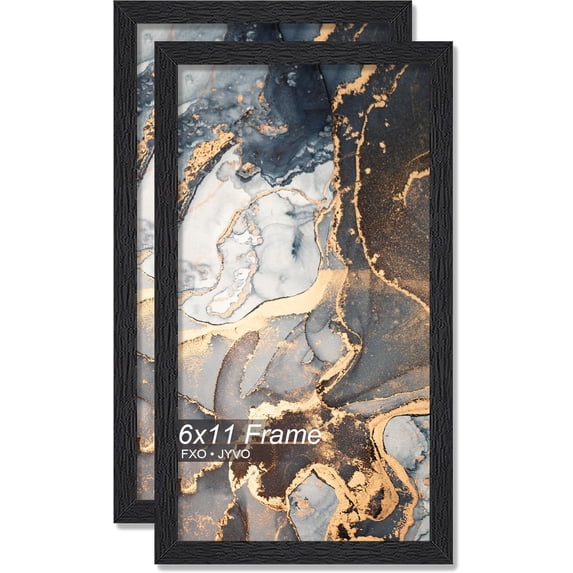 MKEUDQ-Engineered Wood 6x11 Picture Frame Set of 2, Black Frame for 6 x ...