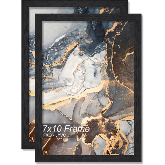 MKEUDQ-Engineered Wood 7x10 Picture Frame Set of 2, Black Frame for 7 x 10 Inch Picture Poster Photo, Light Weight 7 by 10 Frame with Wood-grain for Wall - 2 Pack/Black/7"x10"