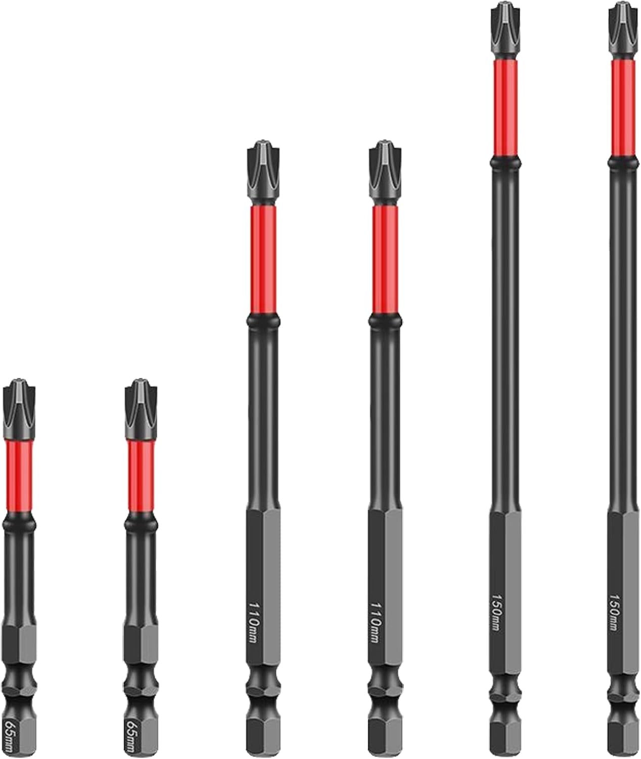 MKEUDQ-FPH2 Impact Screwdriver Bits Electrician Phillips Pozidriv Bit FPZ2 FPH2#2 Cross Slot Screw Driver Drill Bits Set 65/110/150mm Magnetic Screwdriver Bits Set 6 Pack