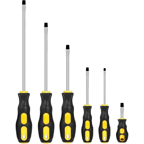 MKEUDQ-Fixinus 6-Piece Magnetic Slotted Screwdriver Set, Professional Cushion Grip | Flat Head Screwdrivers Hand Tool Set