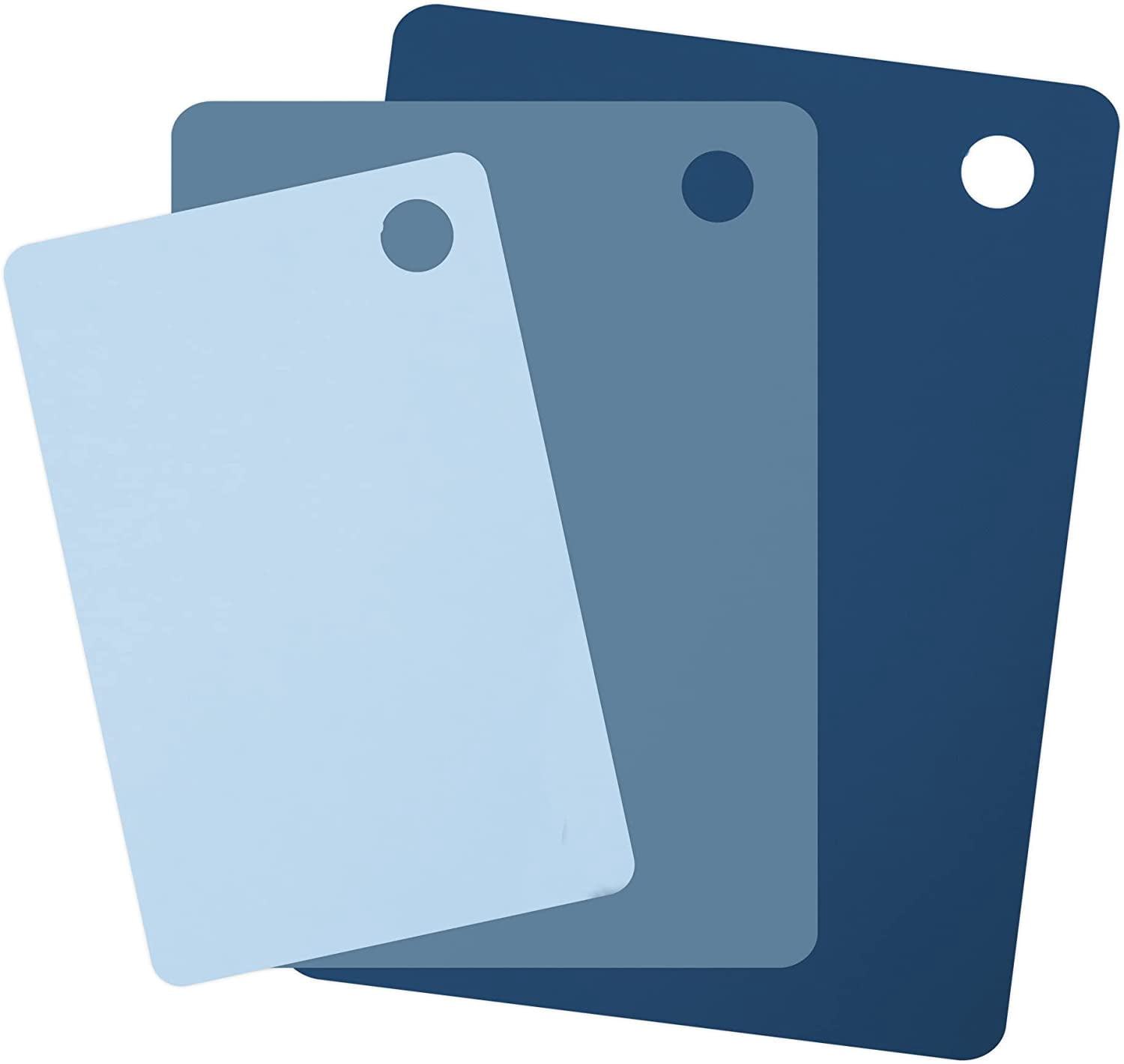 MKEUDQ-Flexible Cutting Board Set of 3 Small Medium Large Nylon Chopping Mats for Meal Prep Cut Slice Dicing Fruits Veggies & Meat, Easy Clean Dishwasher Safe Kitchen Cutting Mats, Assorted Blues