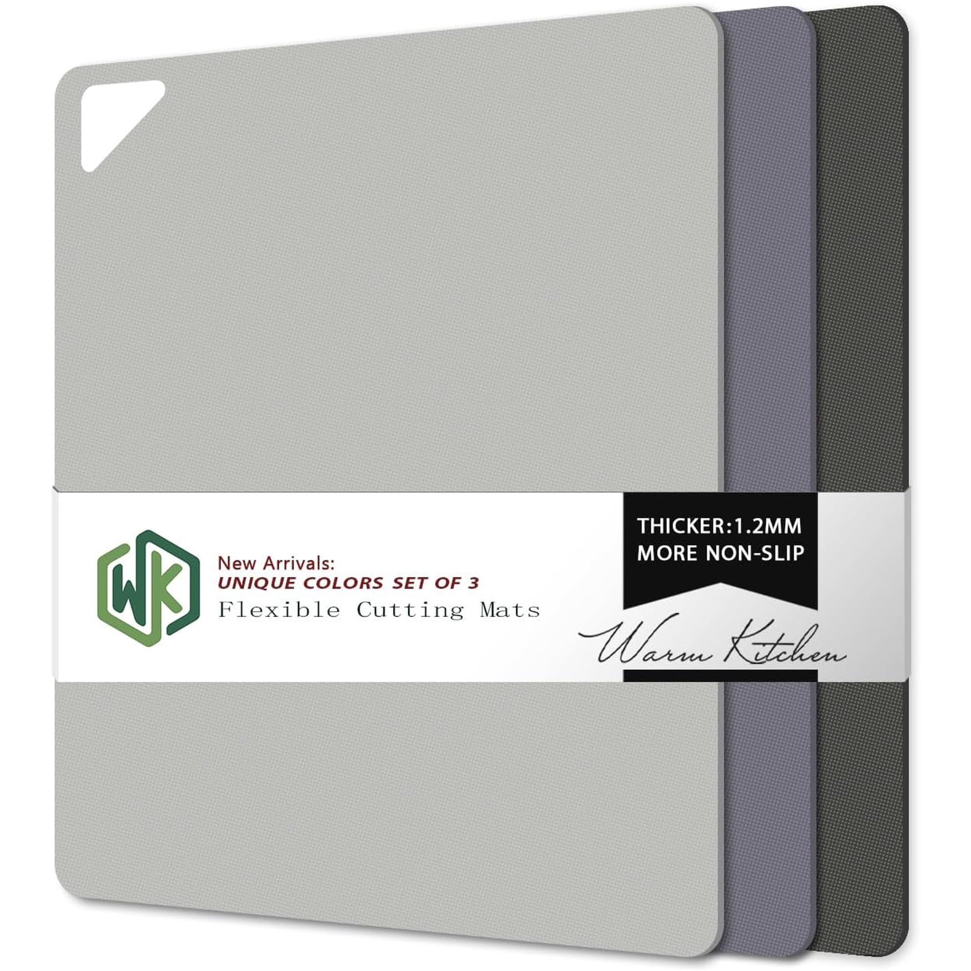 MKEUDQ-Flexible Plastic Cutting Boards for Kitchen, Cutting Board Mats Set of 3, Nonslip Cutting Board for Meat, Thin Cutting Sheets with Hole, Dishwasher Safe, BPA Free, 14.5x11.5"